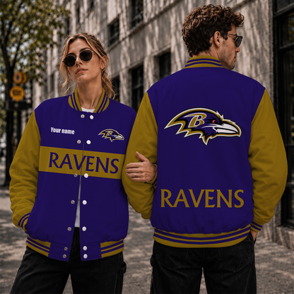 [TOUCHDOWN DEAL] NEW CUSTOMIZED NFL28 BTR BALTIMORE RAVENS SATIN VARSITY & BASEBALL JACKET