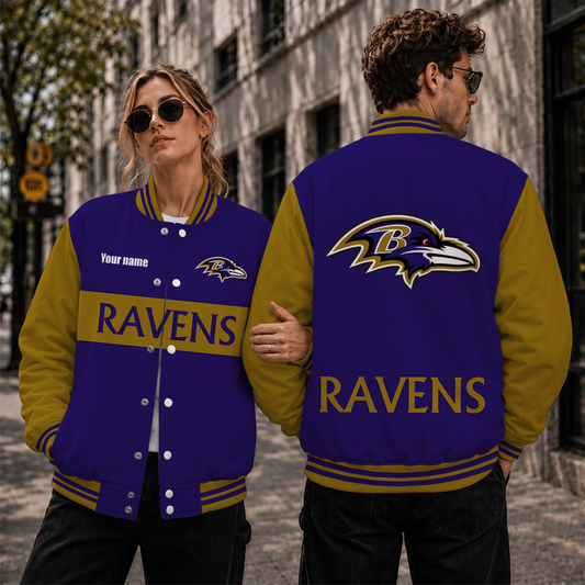 [TOUCHDOWN DEAL] NEW CUSTOMIZED NFL28 BTR BALTIMORE RAVENS SATIN VARSITY & BASEBALL JACKET
