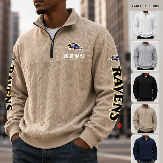 [TOUCHDOWN DEAL] NEW CUSTOMIZED NFL28 BTR BALTIMORE RAVENS MULTICOLOR QUARTER-ZIP SWEATSHIRT
