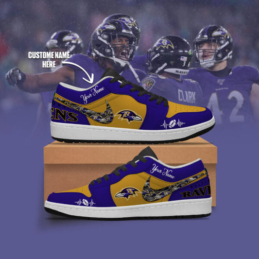 [TOUCHDOWN DEAL] NEW CUSTOMIZED NFL28 BTR BALTIMORE RAVENS AIR JORDAN LOW SHOES
