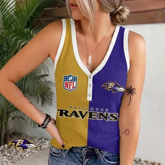 [TOUCHDOWN DEAL] NEW CUSTOMIZED NFL28 BTR BALTIMORE RAVENS WOMEN'S V-NECK TANK TOP