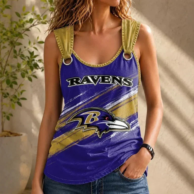 [TOUCHDOWN DEAL] NEW CUSTOMIZED NFL28 BTR BALTIMORE RAVENS O-RING SHOULDER TANK TOP