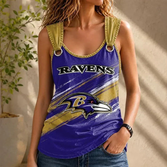 [TOUCHDOWN DEAL] NEW CUSTOMIZED NFL28 BTR BALTIMORE RAVENS O-RING SHOULDER TANK TOP