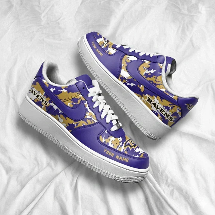 [TOUCHDOWN DEAL] NEW CUSTOMIZED NFL28 BTR BALTIMORE RAVENS AF1 SNEAKERS