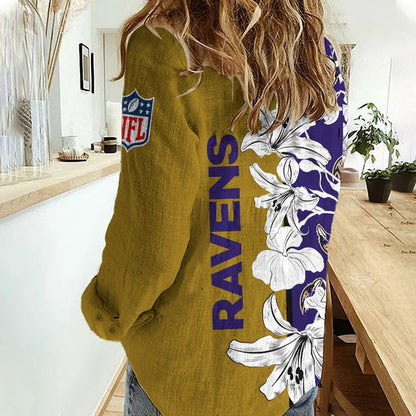 [TOUCHDOWN DEAL] NEW CUSTOMIZED NFL28 BTR BALTIMORE RAVENS WOMEN CASUAL SHIRT FOR FAN