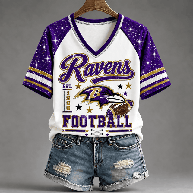 [TOUCHDOWN DEAL] NEW CUSTOMIZED NFL28 BTR THE RAVENS BUC-EE'S V-NECK FEMALE SHIRT
