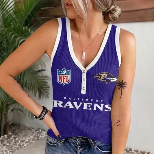 [TOUCHDOWN DEAL] NEW CUSTOMIZED NFL28 BTR BALTIMORE RAVENS WOMEN'S V-NECK TANK TOP