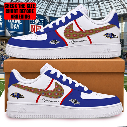 [TOUCHDOWN DEAL] NEW CUSTOMIZED NFL28 BTR BALTIMORE RAVENS AF1 SHOES