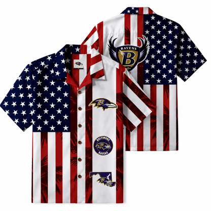 [TOUCHDOWN DEAL] NEW CUSTOMIZED NFL28 BTR BALTIMORE RAVENS PATRIOTIC 250 USA HAWAIIAN SHIRT