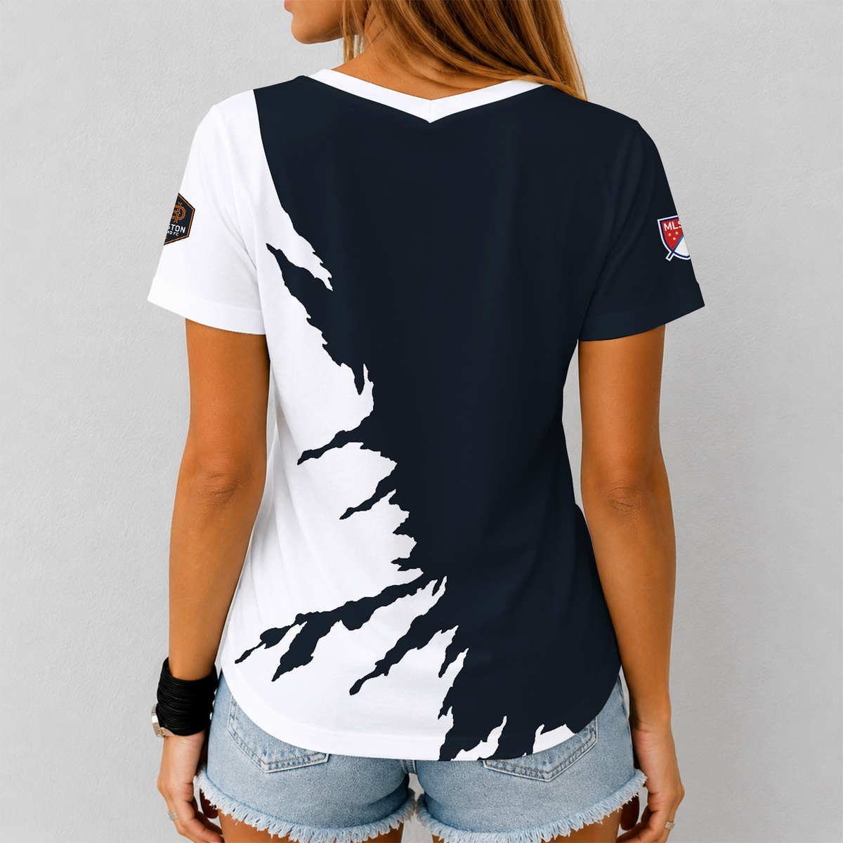 [GOAL DEAL] NEW CUSTOMIZED MLS28 HDF HOUSTON DYNAMO FC V-NECK FEMALE SHIRT