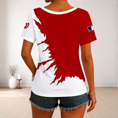 [HOMERUN DEAL] NEW CUSTOMIZED MLB28 WNS WASHINGTON NATIONALS V-NECK FEMALE SHIRT
