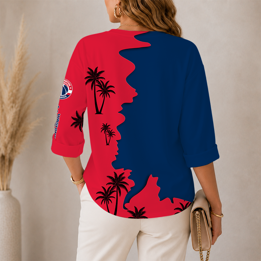[HOT DEAL] NEW CUSTOMIZED NBA28 WWI WASHINGTON WIZARDS WOMEN'S V-NECK LONG SLEEVE SHIRT