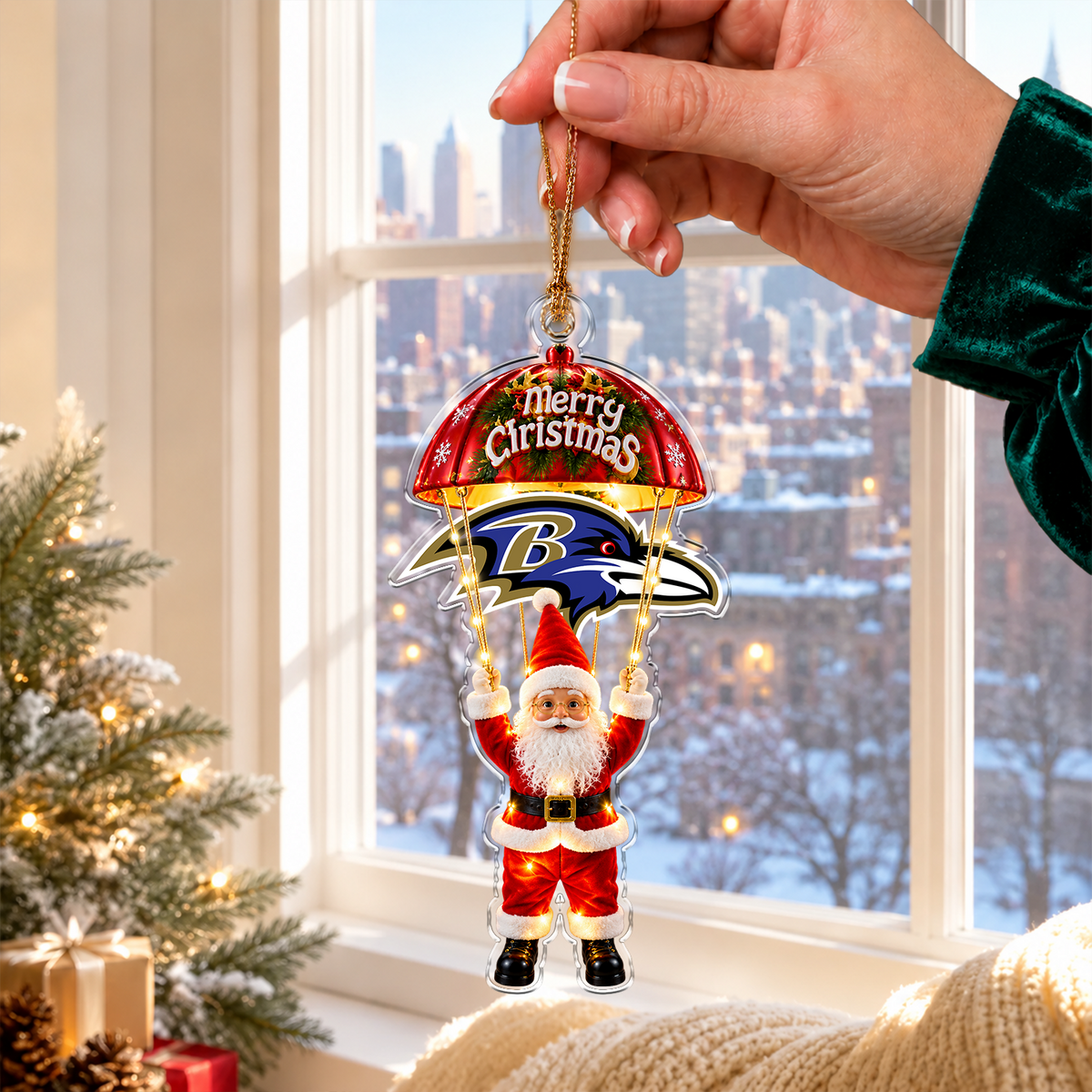 [TOUCHDOWN DEAL] NEW CUSTOMIZED NFL28 BTR BALTIMORE RAVENS CHRISTMAS ACRYLIC ORNAMENT