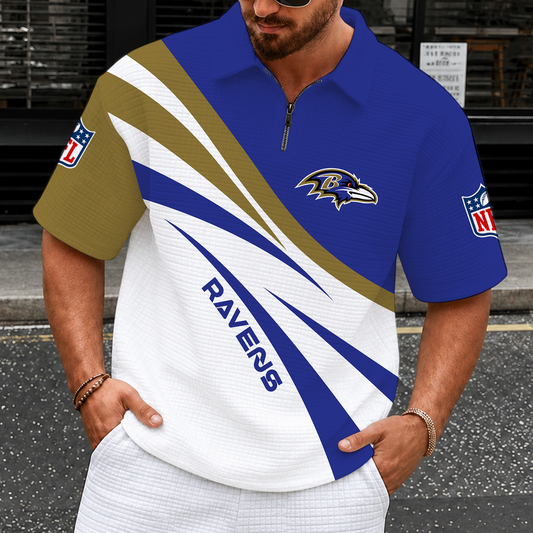 [TOUCHDOWN DEAL] NEW CUSTOMIZED NFL28 BTR BALTIMORE RAVENS QUARTER-ZIP POLO SHIRT