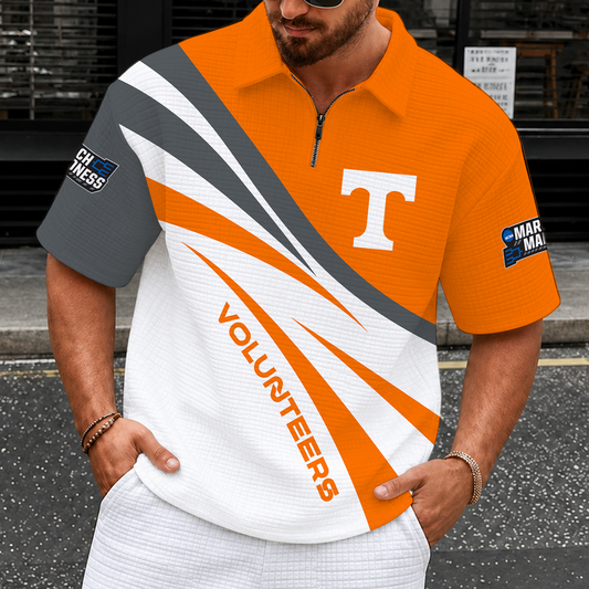 [SLAM DUNK DEAL] NEW CUSTOMIZED NCAA MAM28 TNV TENNESSEE VOLUNTEERS QUARTER-ZIP POLO SHIRT