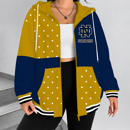 [TOUCHDOWN DEAL] NEW CUSTOMIZED NCAA FBS28 NFI NOTRE DAME FIGHTING IRISH ZIP HOODIE