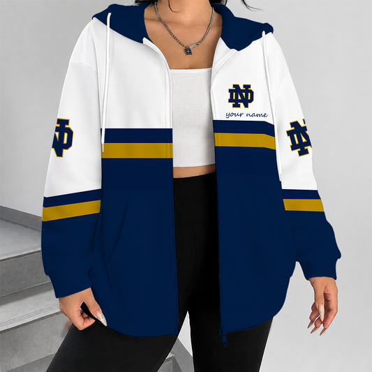 [TOUCHDOWN DEAL] NEW CUSTOMIZED NCAA FBS28 NFI NOTRE DAME FIGHTING IRISH ZIP HOODIE