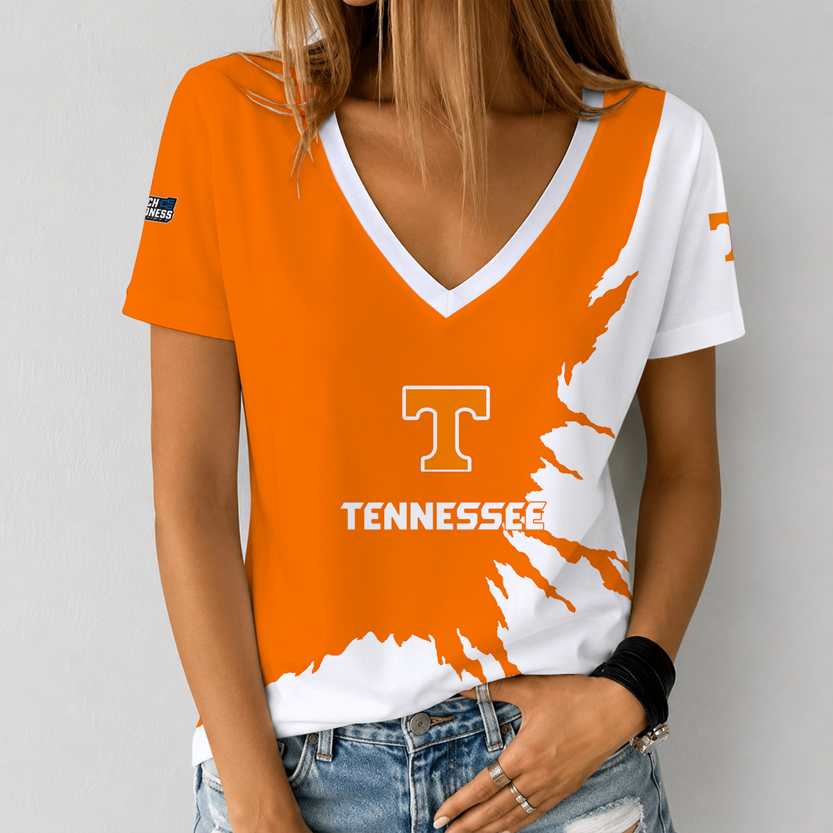 [SLAM DUNK DEAL] NEW CUSTOMIZED NCAA MAM28 TNV TENNESSEE VOLUNTEERS V-NECK FEMALE SHIRT