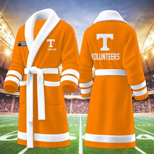 [SLAM DUNK DEAL] NEW CUSTOMIZED NCAA MAM28 TNV TENNESSEE VOLUNTEERS MULTICOLOR FLEECE BATHROBE