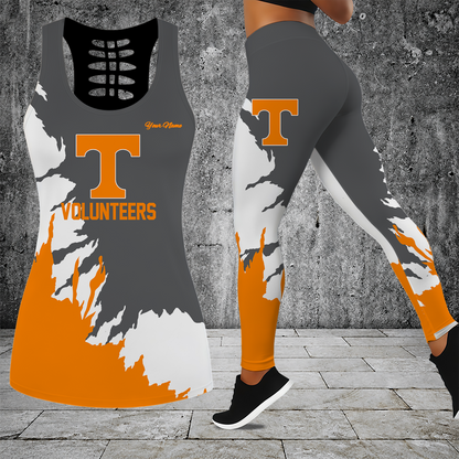 [SLAM DUNK DEAL] NEW CUSTOMIZED NCAA MAM28 TNV TENNESSEE VOLUNTEERS STRAPPY HOLLOW TANK TOP & LEGGINGS SET