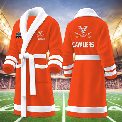 [HOMERUN DEAL] NEW CUSTOMIZED NCAA CWS28 VIC VIRGINIA CAVALIERS MULTICOLOR FLEECE BATHROBE