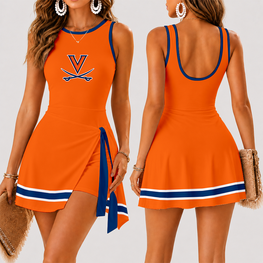 [FAN FAVORITE] NEW CUSTOMIZED NCAA CWS28 VIC VIRGINIA CAVALIERS WOMEN'S SUMMER SKORT DRESS