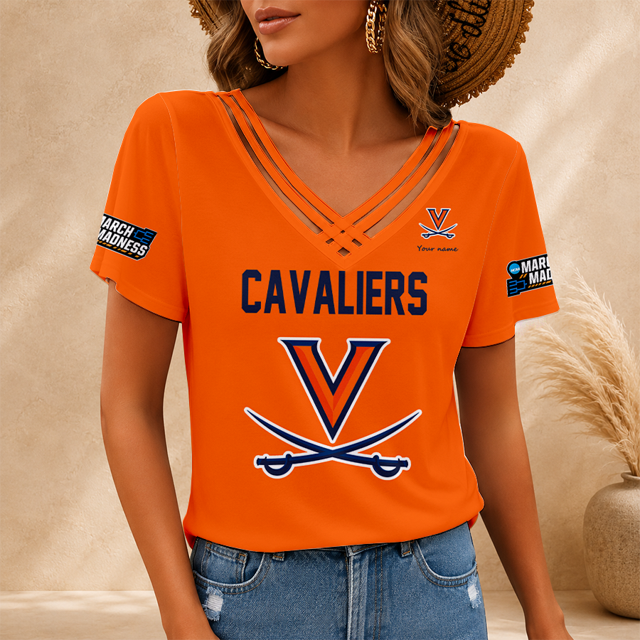 [FAN FAVORITE] NEW CUSTOMIZED NCAA CWS28 VIC VIRGINIA CAVALIERS V-NECK SHIRT