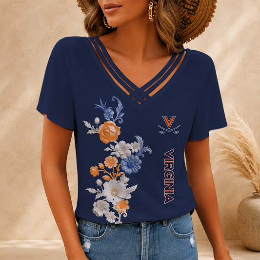 [HOMERUN DEAL] NEW CUSTOMIZED NCAA CWS28 VIC VIRGINIA CAVALIERS V-NECK SHIRT