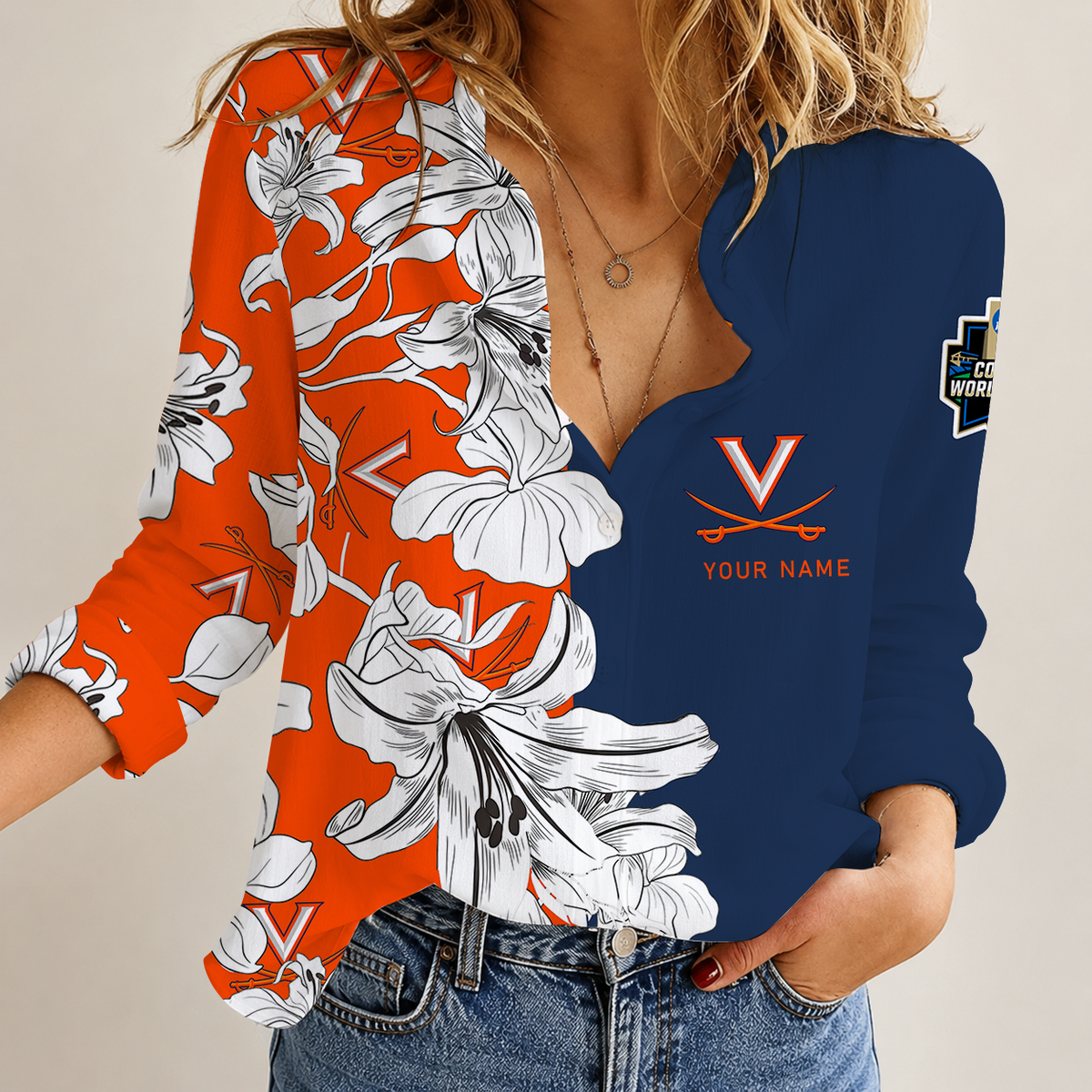 [HOMERUN DEAL] NEW CUSTOMIZED NCAA CWS28 VIC VIRGINIA CAVALIERS WOMEN CASUAL SHIRT