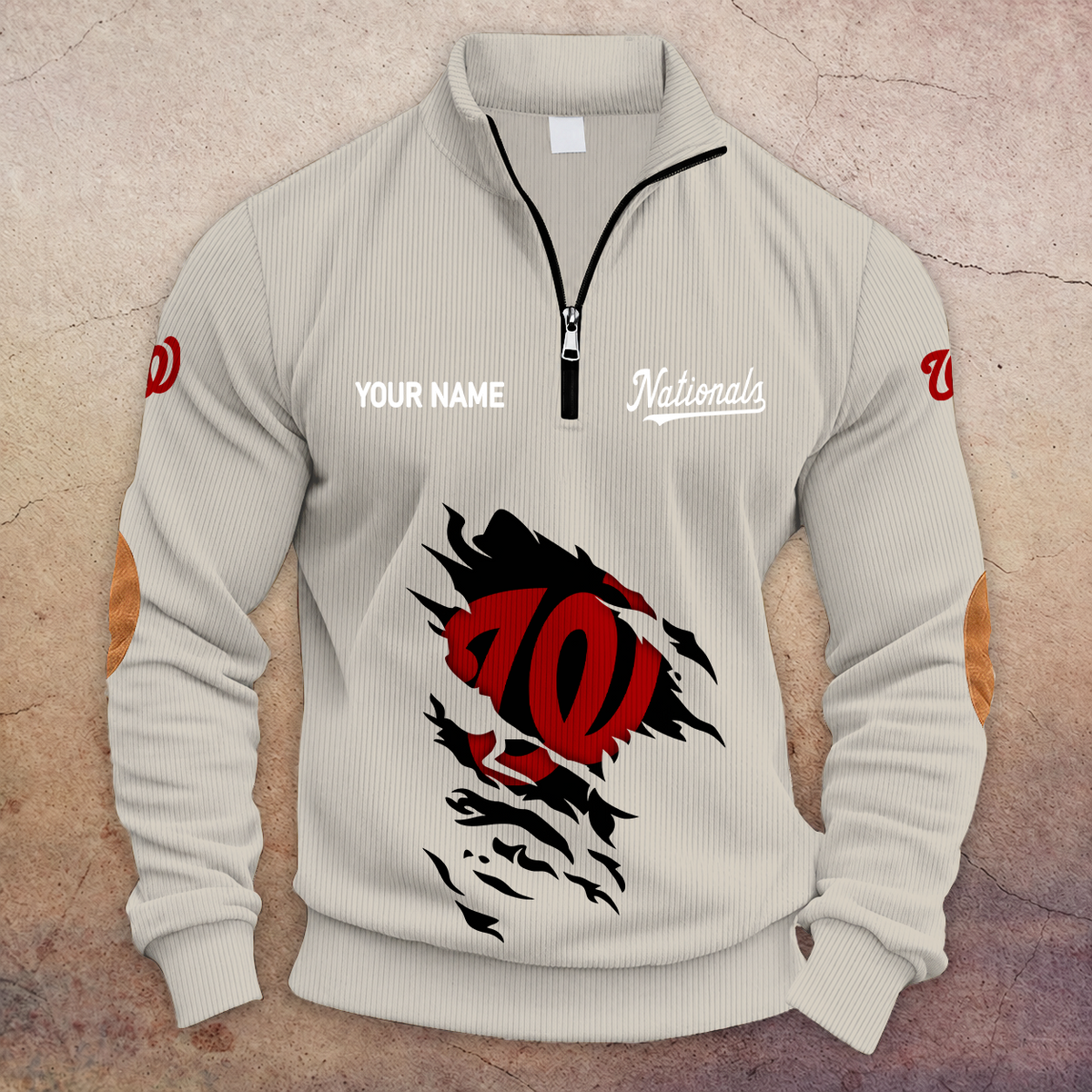 [HOMERUN DEAL] NEW CUSTOMIZED MLB28 WNS WASHINGTON NATIONALS MULTICOLOR STRIPED QUATER ZIP SWEATSHIRT