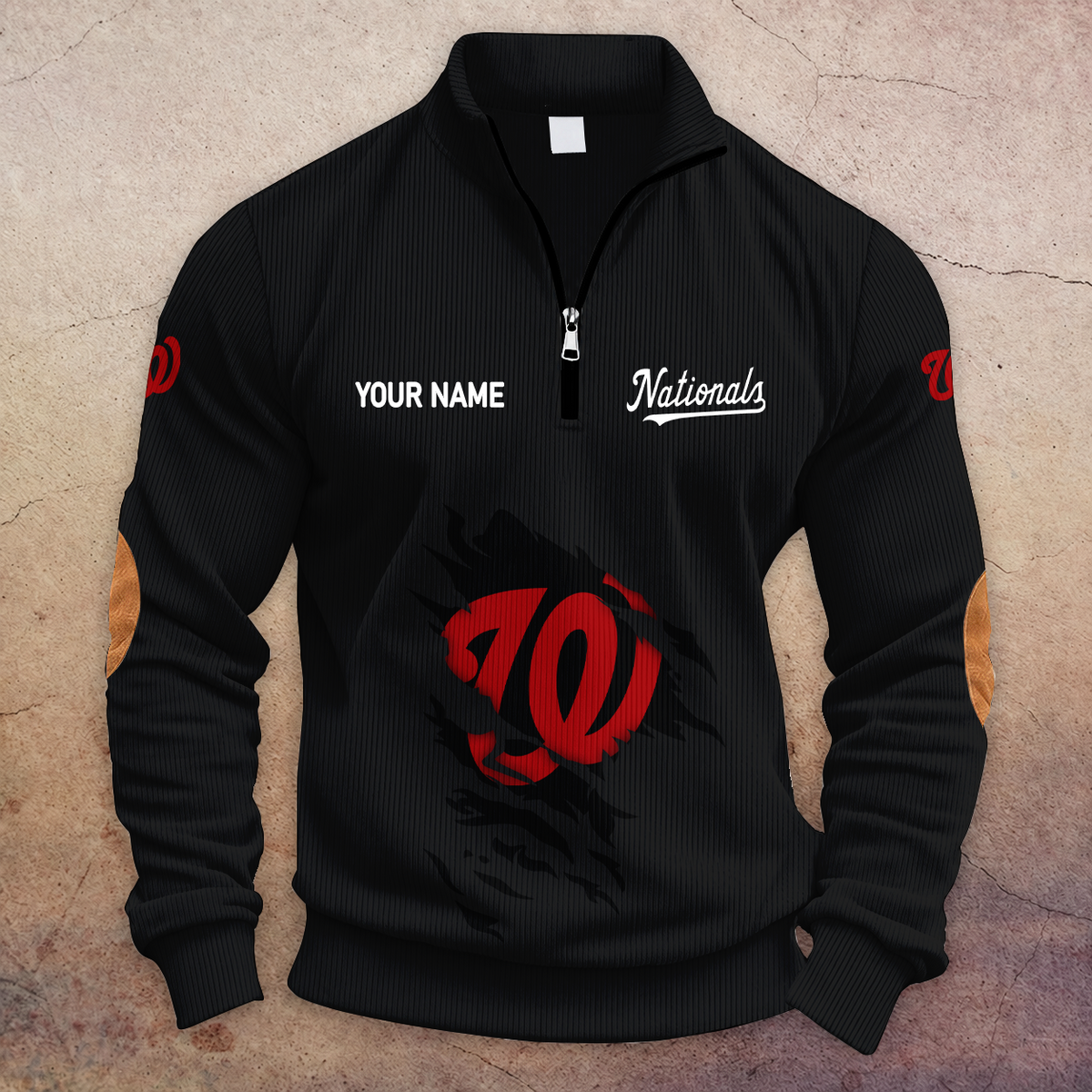 [HOMERUN DEAL] NEW CUSTOMIZED MLB28 WNS WASHINGTON NATIONALS MULTICOLOR STRIPED QUATER ZIP SWEATSHIRT