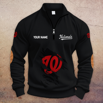 [HOMERUN DEAL] NEW CUSTOMIZED MLB28 WNS WASHINGTON NATIONALS MULTICOLOR STRIPED QUATER ZIP SWEATSHIRT