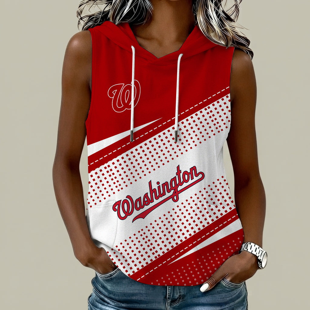 [HOMERUN DEAL] NEW CUSTOMIZED MLB28 WNS WASHINGTON NATIONALS WOMEN'S SLEEVELESS HOODED POCKET TANK TOP