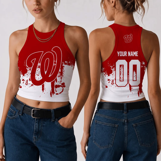 [HOMERUN DEAL] NEW CUSTOMIZED MLB28 WNS THE NATIONALS WOMEN'S CROP TOP