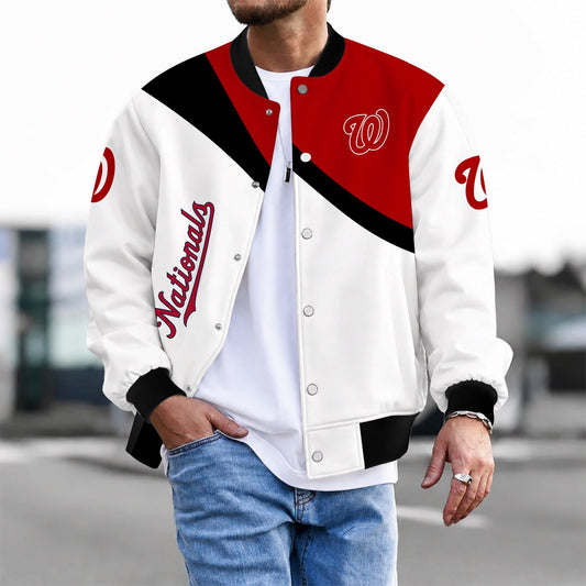 [HOMERUN DEAL] NEW CUSTOMIZED MLB28 WNS WASHINGTON NATIONALS SATIN VARSITY & BASEBALL JACKET