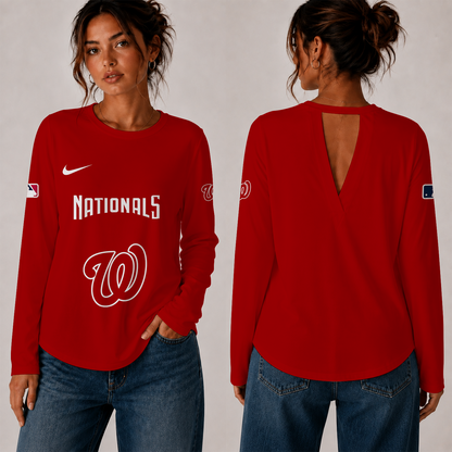 [HOMERUN DEAL] NEW CUSTOMIZED MLB28 WNS THE NATIONALS WOMEN'S BACK V-CUT LONG-SLEEVE SHIRT