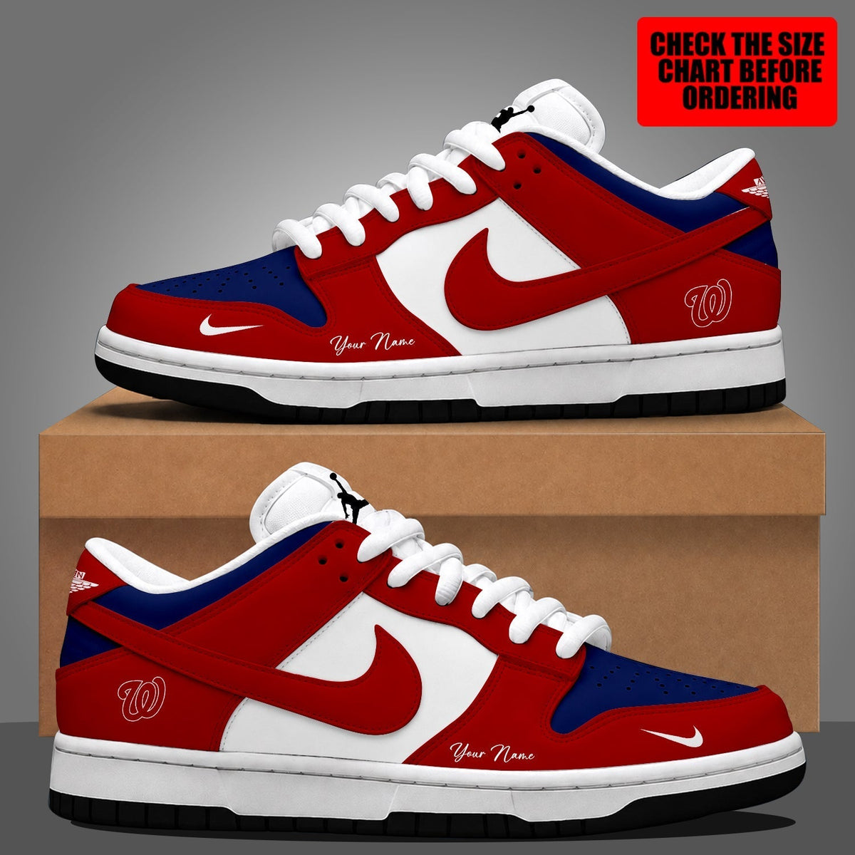[HOMERUN DEAL] NEW CUSTOMIZED MLB28 WNS WASHINGTON NATIONALS DUNK LOW SHOES