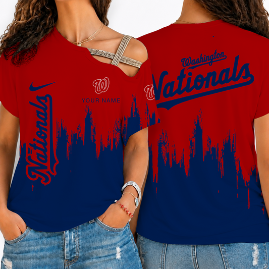 [HOMERUN DEAL] NEW CUSTOMIZED MLB28 WNS WASHINGTON NATIONALS SHOULDER SHIRT