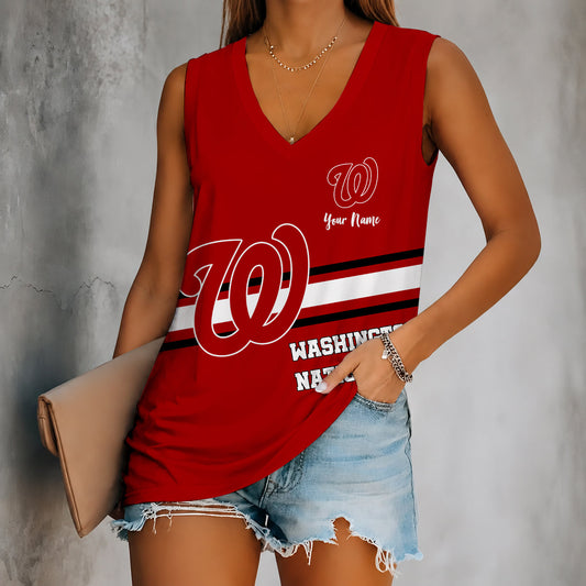 [HOMERUN DEAL] NEW CUSTOMIZED MLB28 WNS WASHINGTON NATIONALS WOMEN'S V-NECK TANK TOP