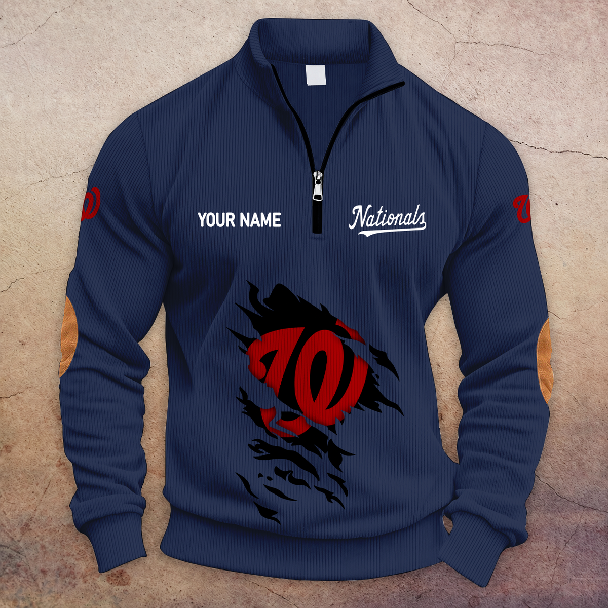 [HOMERUN DEAL] NEW CUSTOMIZED MLB28 WNS WASHINGTON NATIONALS MULTICOLOR STRIPED QUATER ZIP SWEATSHIRT