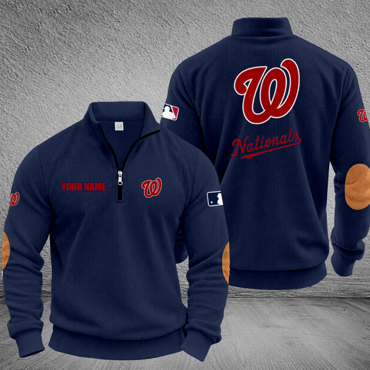 [HOMERUN DEAL] NEW CUSTOMIZED MLB28 WNS WASHINGTON NATIONALS MULTICOLOR STRIPED QUATER ZIP SWEATSHIRT