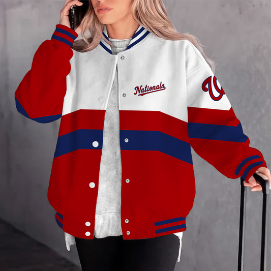 [HOMERUN DEAL] NEW CUSTOMIZED MLB28 WNS WASHINGTON NATIONALS SATIN VARSITY & BASEBALL JACKET