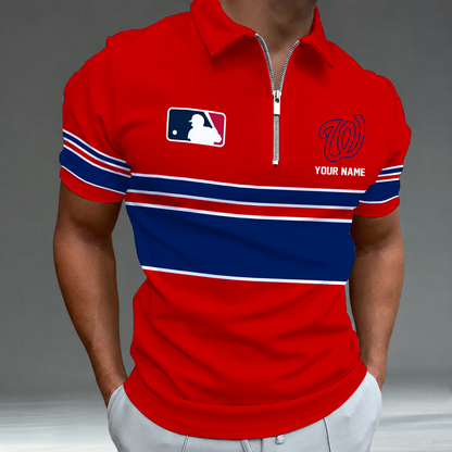 [HOMERUN DEAL] NEW CUSTOMIZED MLB28 WNS WASHINGTON NATIONALS ZIP POLO SHIRT