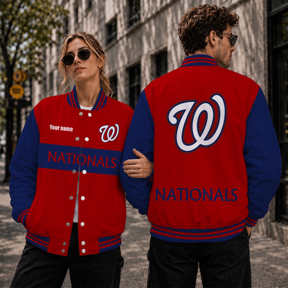 [HOMERUN DEAL] NEW CUSTOMIZED MLB28 WNS WASHINGTON NATIONALS SATIN VARSITY & BASEBALL JACKET
