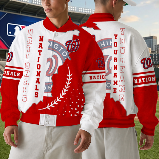 [HOMERUN DEAL] NEW CUSTOMIZED MLB28 WNS WASHINGTON NATIONALS SATIN VARSITY & BASEBALL JACKET