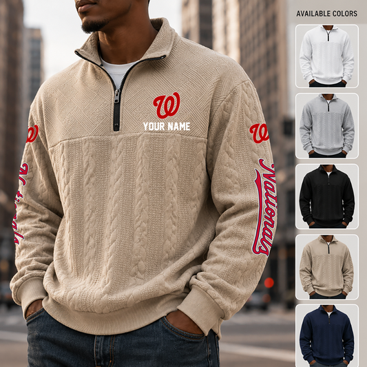 [HOMERUN DEAL] NEW CUSTOMIZED MLB28 WNS WASHINGTON NATIONALS MULTICOLOR QUARTER-ZIP SWEATSHIRT
