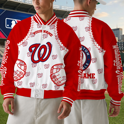 [HOMERUN DEAL] NEW CUSTOMIZED MLB28 WNS WASHINGTON NATIONALS SATIN VARSITY & BASEBALL JACKET