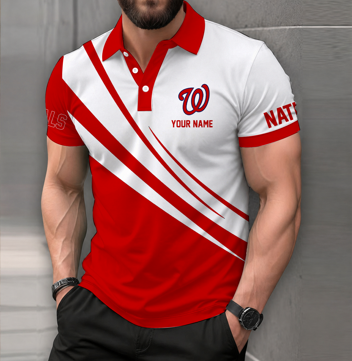 [HOMERUN DEAL] NEW CUSTOMIZED MLB28 WNS WASHINGTON NATIONALS POLO SHIRT