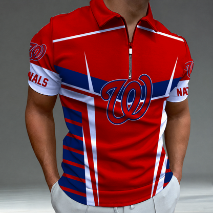[HOMERUN DEAL] NEW CUSTOMIZED MLB28 WNS WASHINGTON NATIONALS ZIP POLO SHIRT