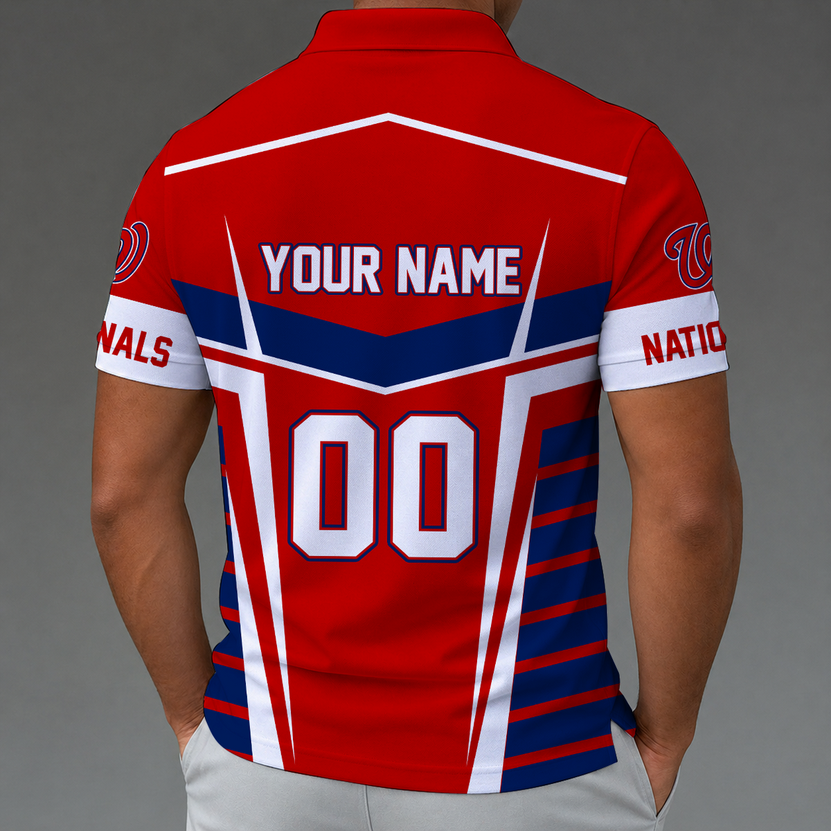 [HOMERUN DEAL] NEW CUSTOMIZED MLB28 WNS WASHINGTON NATIONALS ZIP POLO SHIRT